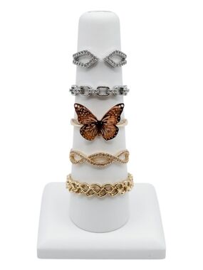 Set of 5 Rings Butterfly Mixed Metal- Size 7
